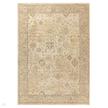 Heriz HE05 Ornate Traditional Persian Vintage Distressed Shimmer Tonal Textured Hi-Lo Space-Dyed Polyester Low-Profile Short Pile Beige Rug-Asiatic Carpets-Rug Love - The Most Loved Rug Store